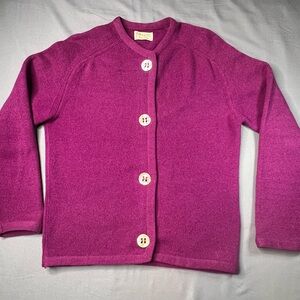 Glasgo Vintage Womens Lambswool, Rabbit Hair, Nylon, Plum Cardigan size 38
